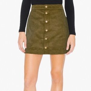 American Apparel Corduroy Button-Front Mini Skirt